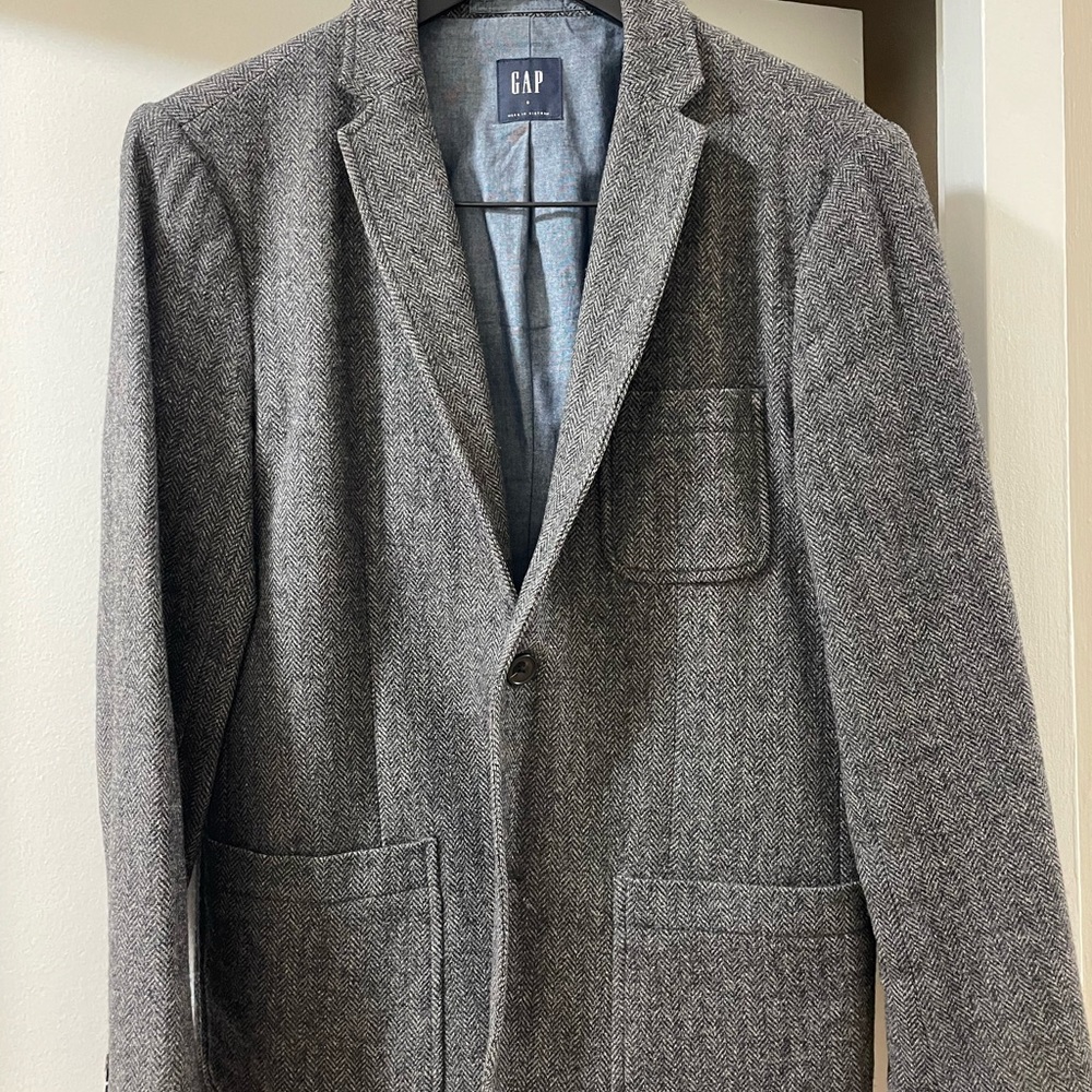 Wool grey herringbone blazer